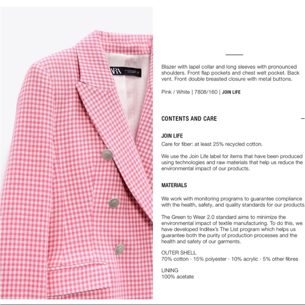 Zara Pink and White Blazer